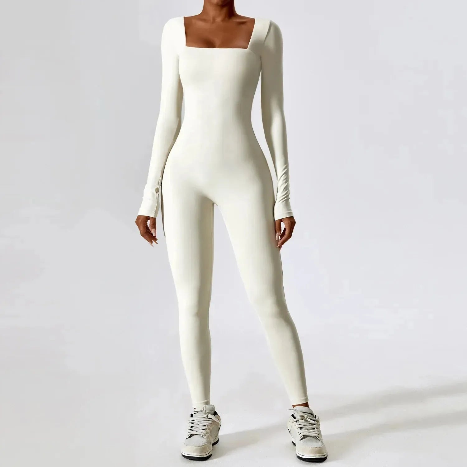 Women's Seamless Long Sleeve Yoga Jumpsuit - Gym Workout Bodysuit for Fitness, Running & Push Ups | Breathable Sportswear for Yoga, Pilates & Home Exercises