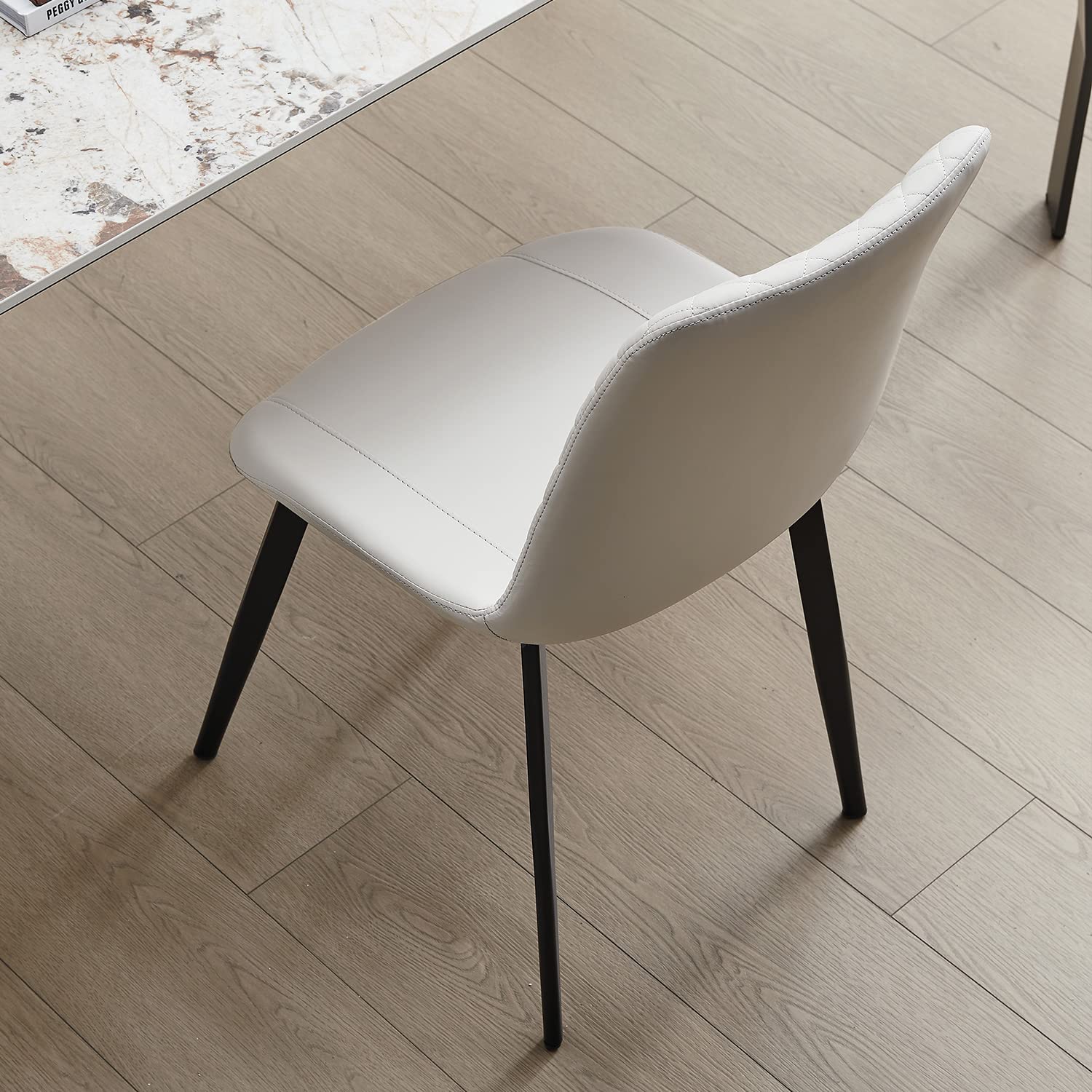 Seonyou Modern Dining Chair Set of 4 - Beige Upholstered Kitchen Chairs with Sturdy Metal Legs, Mid Century Design for Dining Room, Kitchen, and Restaurant Use