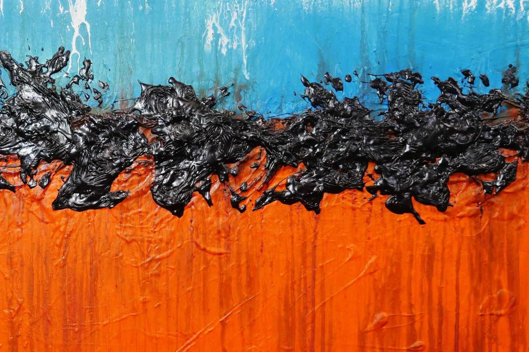 Outback Tango 140cm x 100cm Blue Orange Textured Abstract Canvas Art Wall Painting - Modern Home Decor for Living Room, Bedroom & Office