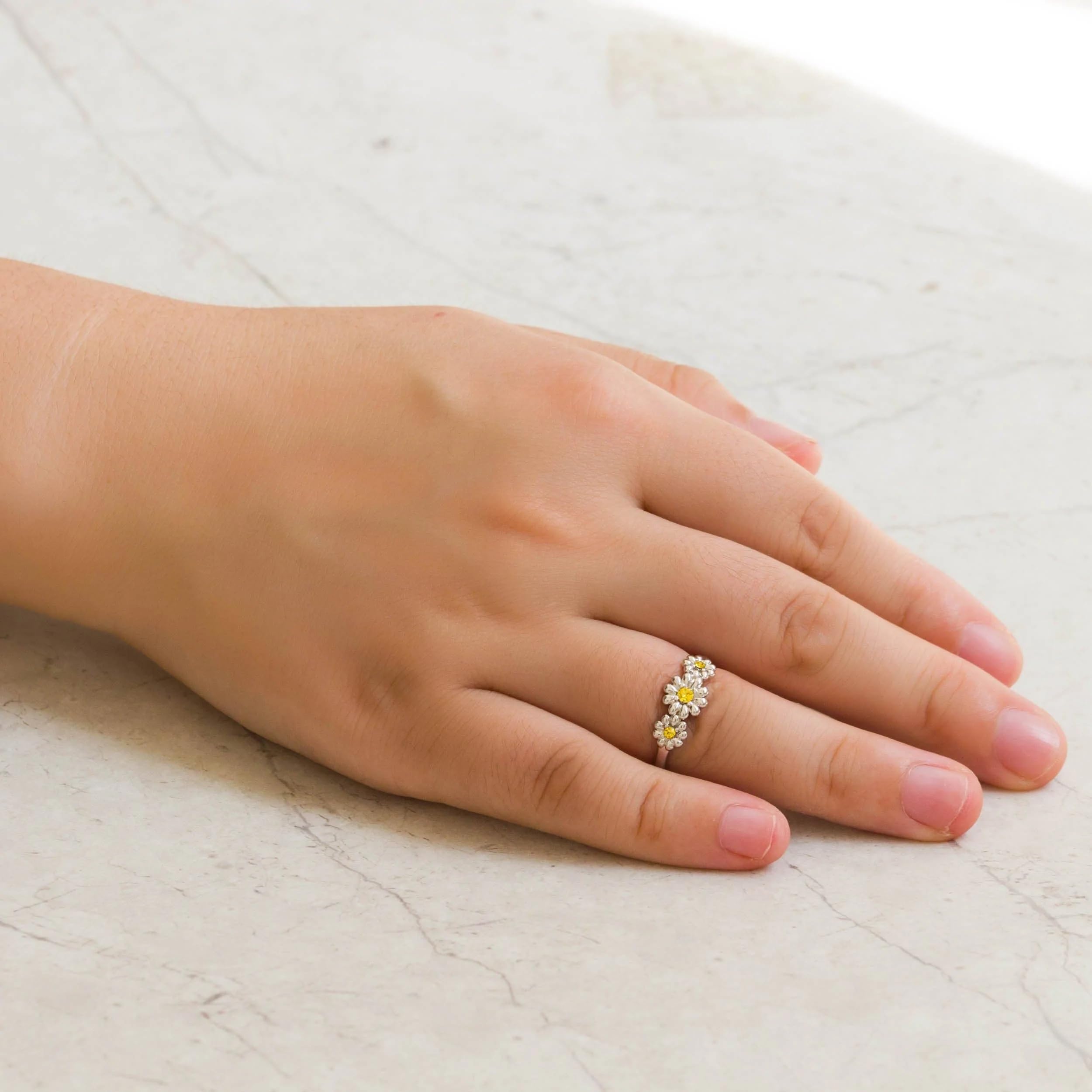 Philip Jones Zircondia Crystal Daisy Ring - Adjustable & Elegant for Parties & Weddings