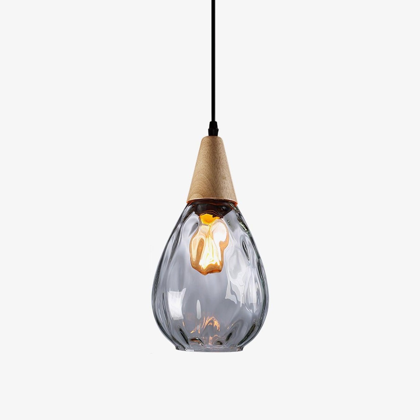 Vintage Besnier Glass Pendant Light - Handcrafted Ceiling Fixture with Clear Glass Shade for Kitchen Island, Dining Room & Bedroom Lighting