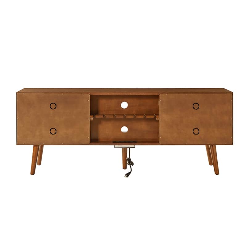 Velasco Mid Century Modern TV Stand with Built-in Cable Management - Stylish Entertainment Center for Living Room & Home Theater Setup