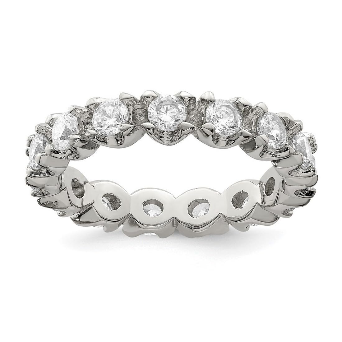 925 Sterling Silver Cubic Zirconia Eternity Ring for Women - Solid Polished CZ Simulated Diamond Wedding Band, Anniversary Gift, Promise Ring for Her (Perfect for Engagements, Valentine's Day & Special Occasions)