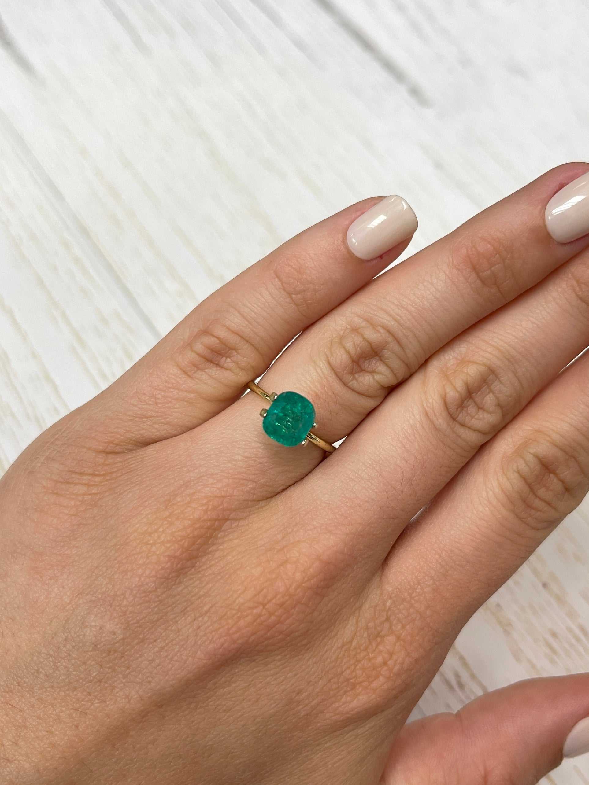 2.20 Carat Medium Dark Green Natural Loose Colombian Emerald Cushion Cut Gemstone for Jewelry Making, Engagement Rings & Fine Collections