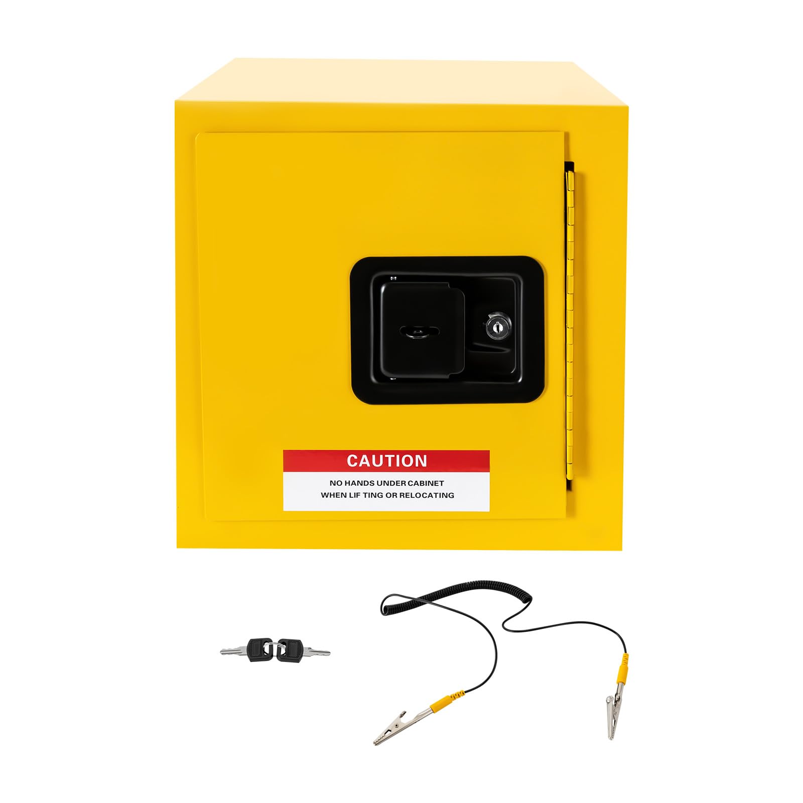 Flammable Liquid Storage Cabinet - 2 Gallon Fireproof Safety Cabinet for Hazardous Chemicals, Leak-Proof Manual Door Design, Cold Rolled Steel Construction, OSHA Compliant Yellow Safety Cabinet for Garage, Workshop & Industrial Use
