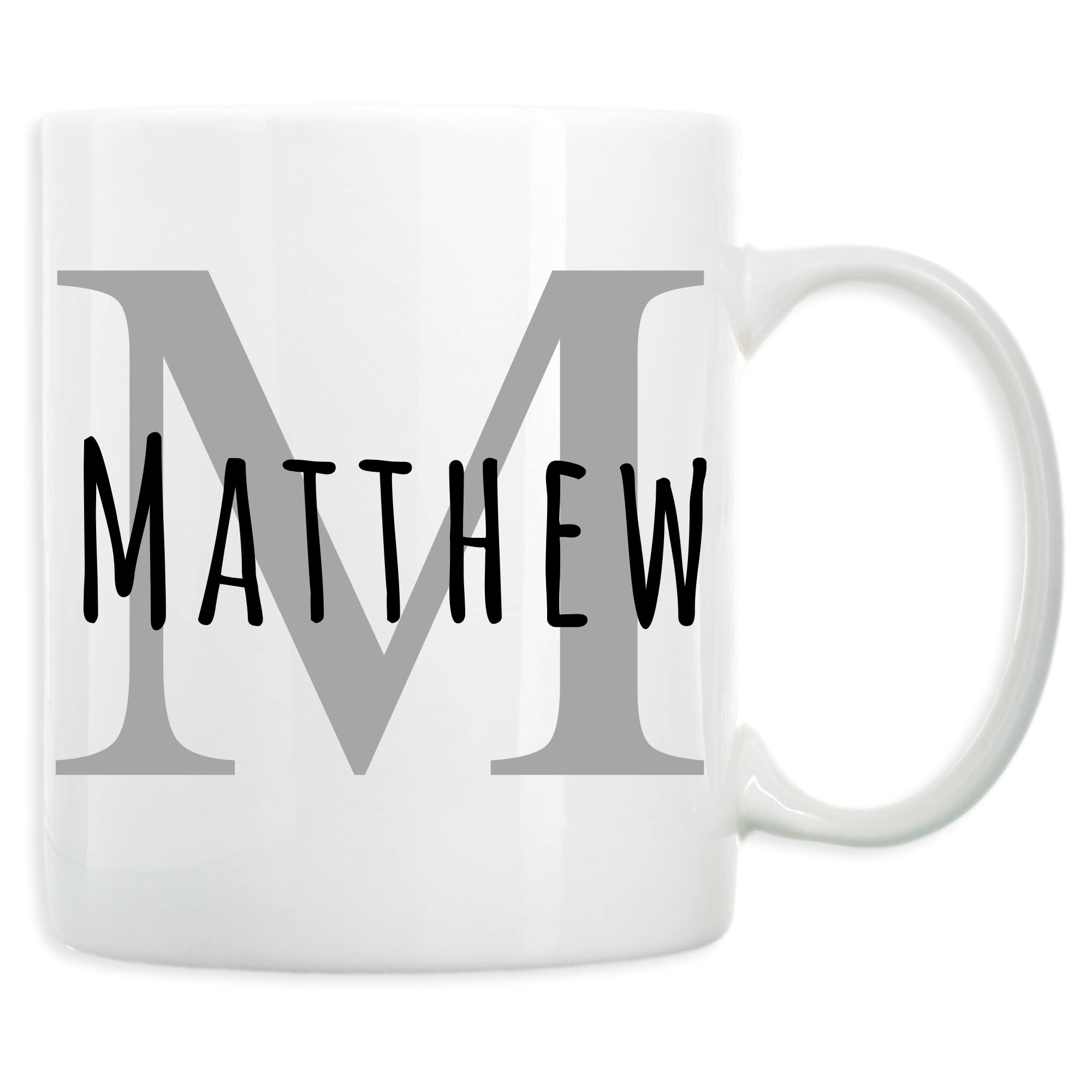 Personalized Coffee Mug for Men - Custom Name & Initial Coffee Cup - Unique Gift for Dad, Husband, Boyfriend - Perfect for Office, Home & Travel (Gray Letter)
