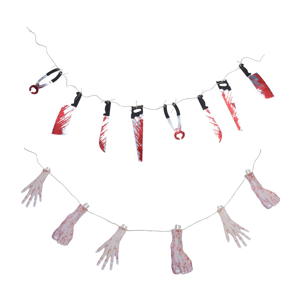 LUOZZY 2Pcs Halloween Hanging Decor - Broken Hand & Foot Props for Spooky Party