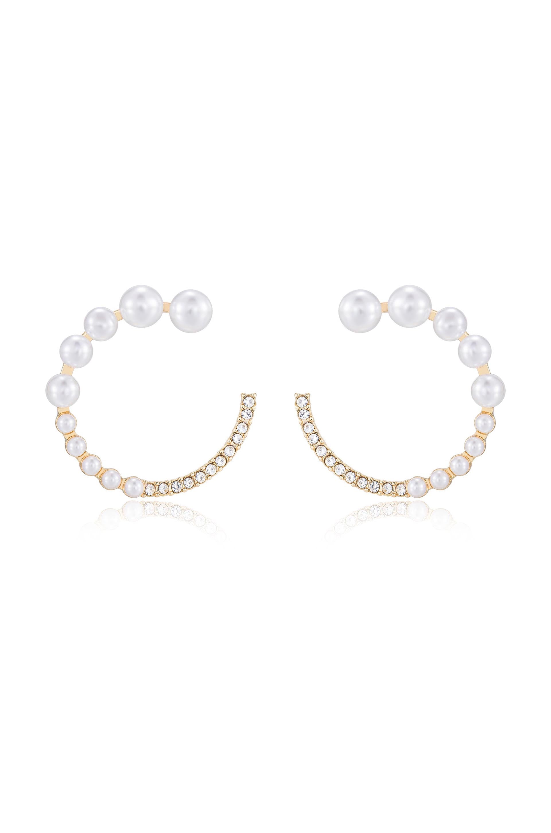 Elegant Pearl and Crystal Open Circle Earrings for Women - Fashion Statement Jewelry for Parties, Weddings & Everyday Wear