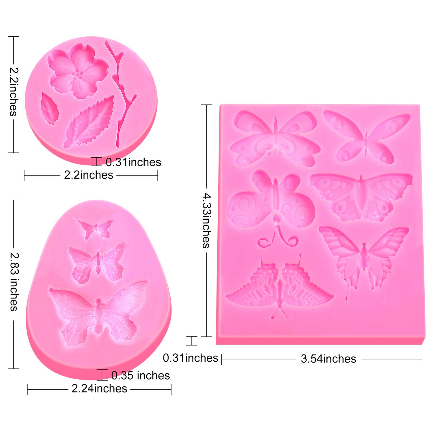 5 Pcs Butterfly & Flower Silicone Molds for Candy, Fondant, Chocolate - Cake Decorating, Polymer Clay, Wax & DIY Sugar Crafts - Perfect for Birthday Parties, Wedding Cakes & Home Baking Projects