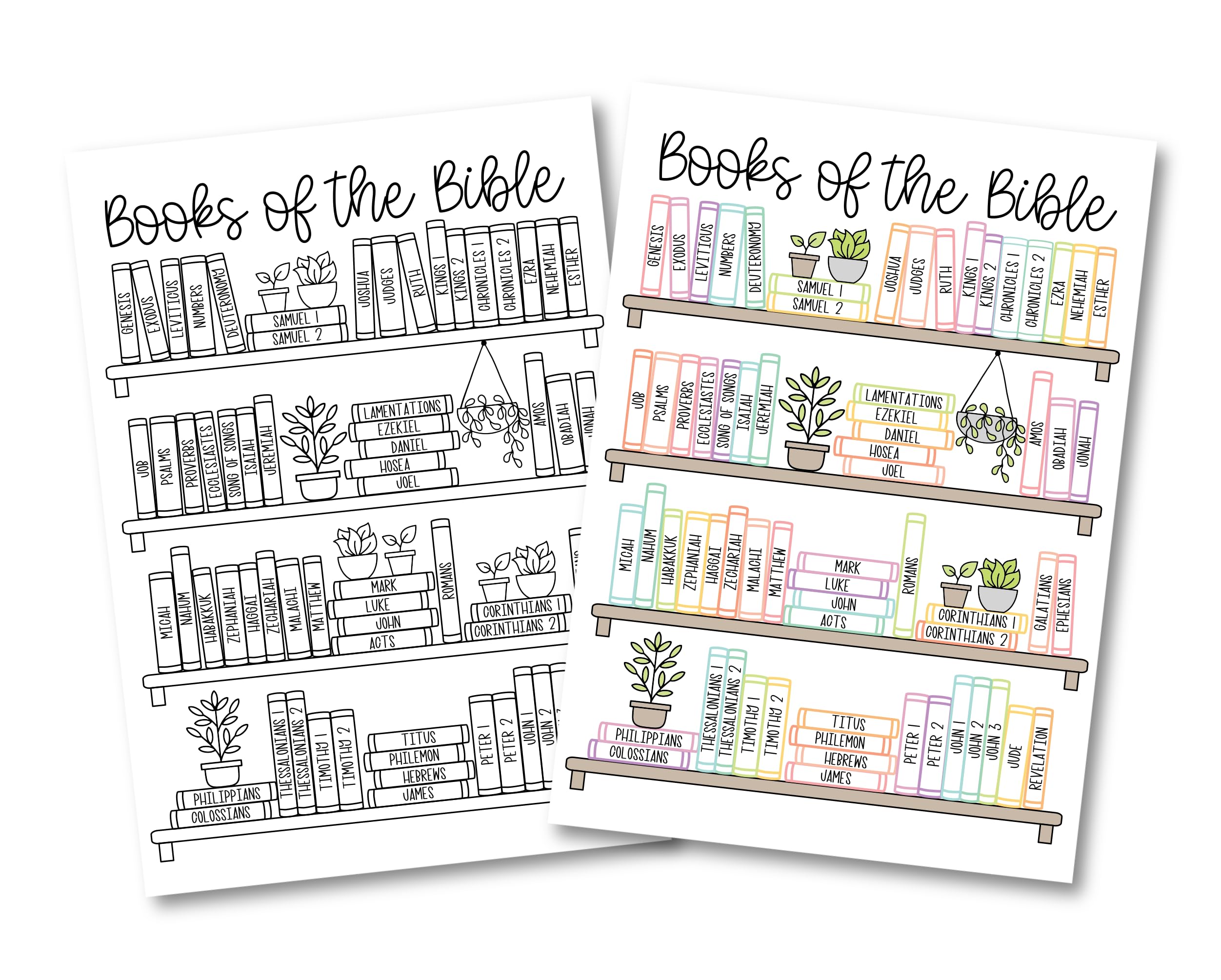 Bible Books Sticker Set - Bookshelf & Tracker Dashboard Decals for Bible Study - Black or Color Options - Perfect for Bible Journaling, Sunday School & Christian Gifts