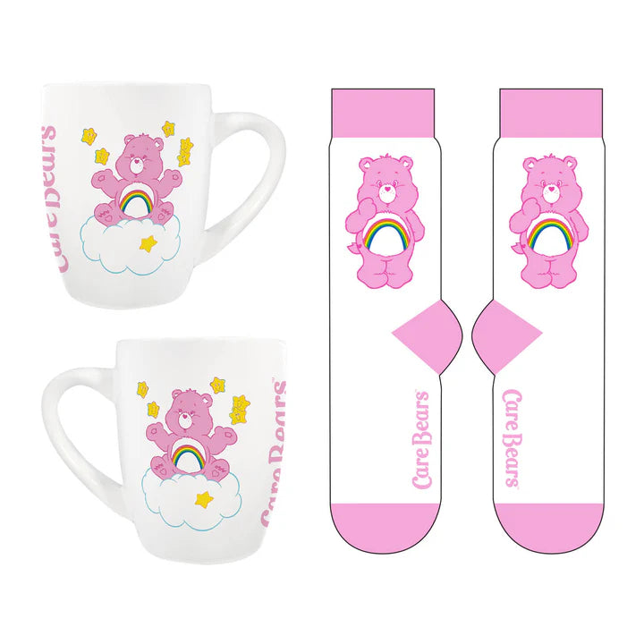 Cheer Bear Mug and Sock Gift Set for Women - Cute Care Bears Themed Coffee Cup & Cozy Socks - Perfect for Birthday Gifts, Christmas Presents & Self-Care Moments