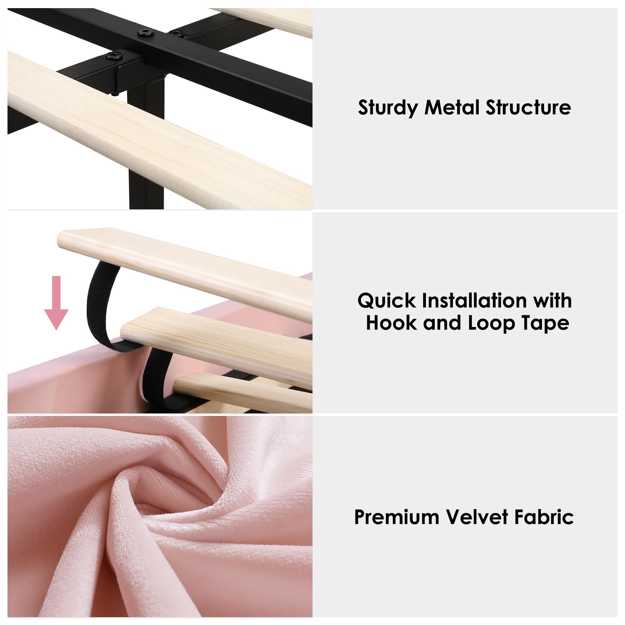 Modern Full Upholstered LED Car-Shaped Platform Bed Frame with Adjustable Curved Headboard & Wheels - Velvet Pink - Solid Wood Slat Support (No Box Spring Needed) - Perfect for Kids' Rooms, Teen Bedrooms & Themed Decor