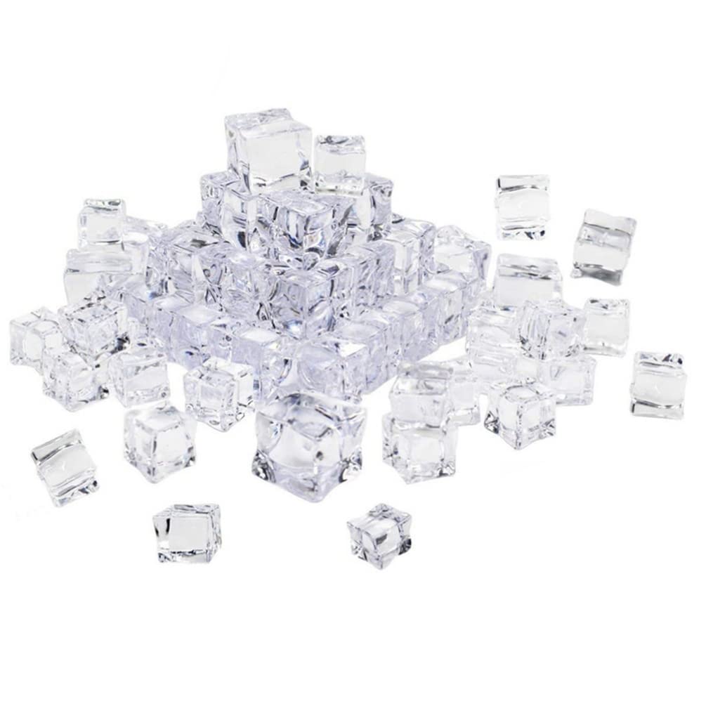 Garneck 100pcs Clear Artificial Ice Cubes - Fake Decorative Ice Cubes for Vase Fillers, Cocktail Parties & Wedding Centerpieces