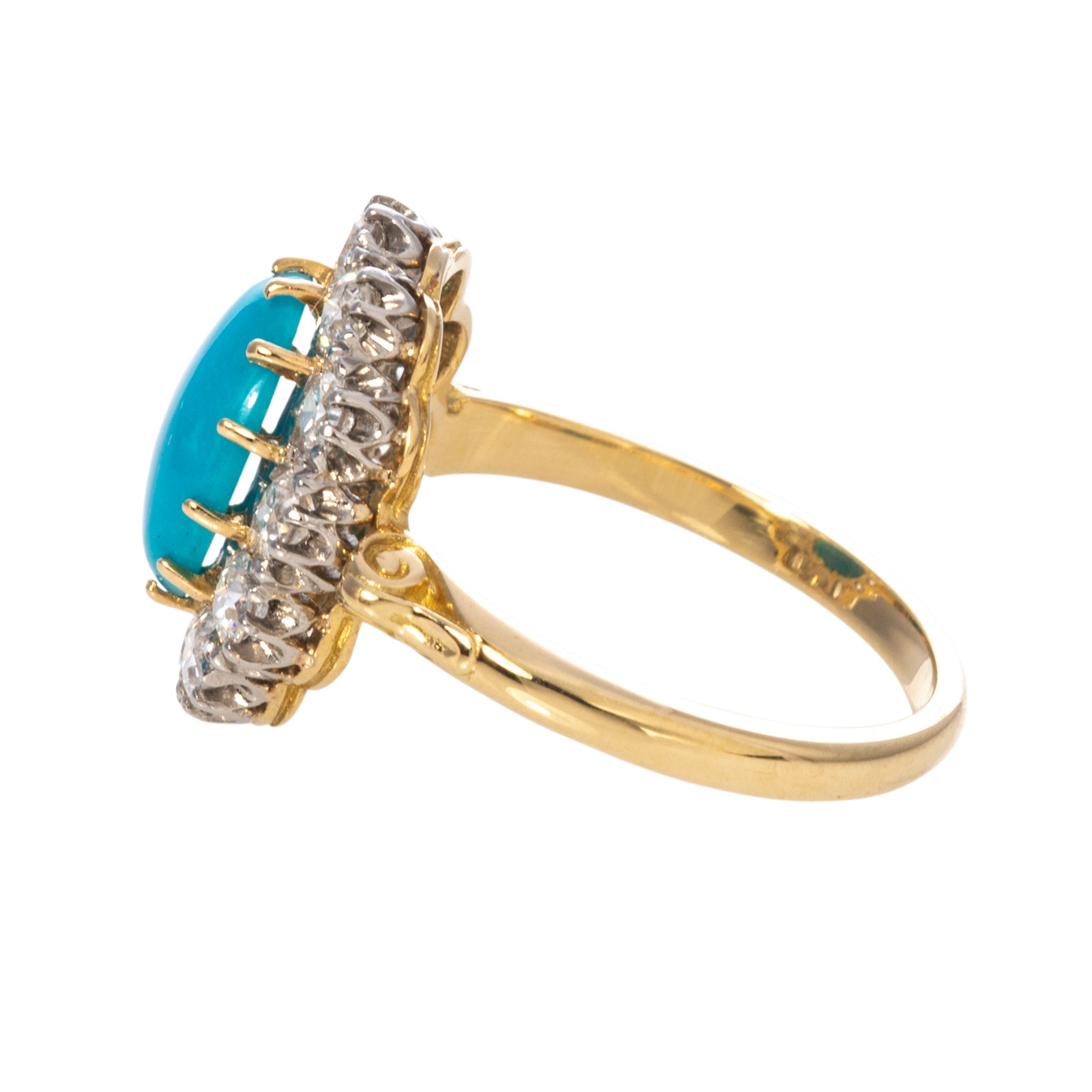 Victorian Style Oval Turquoise & Diamond Cluster Ring for Women – Vintage Inspired Jewelry for Weddings, Parties & Special Occasions