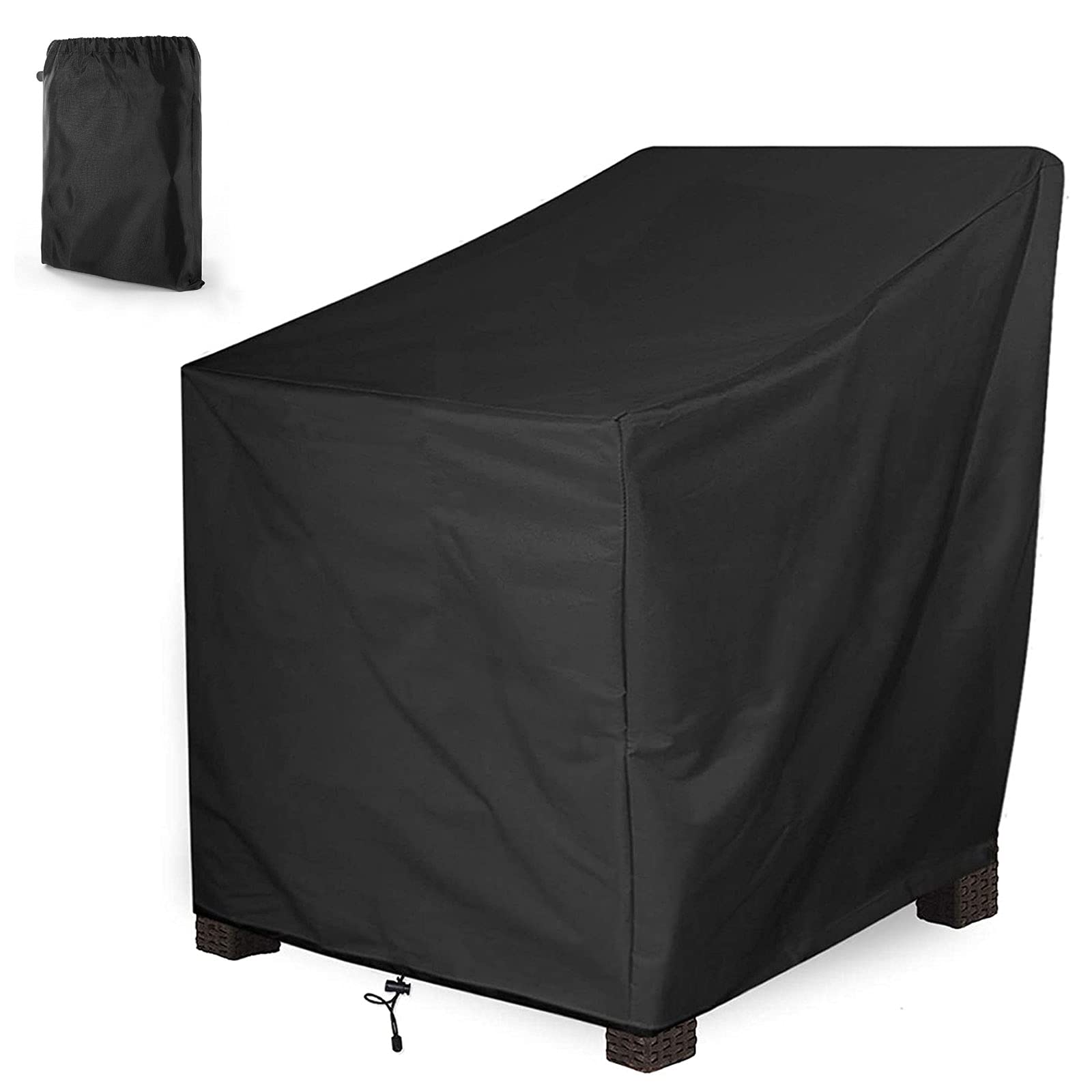 Waterproof 210D Oxford Fabric Outdoor Furniture Cover - Patio Chair Covers for Garden, Lounge & Stacking Chairs (64x71x70cm, Black, 2 Pack) - Perfect for Veranda, Reclining Chairs & Outdoor Furniture Protection