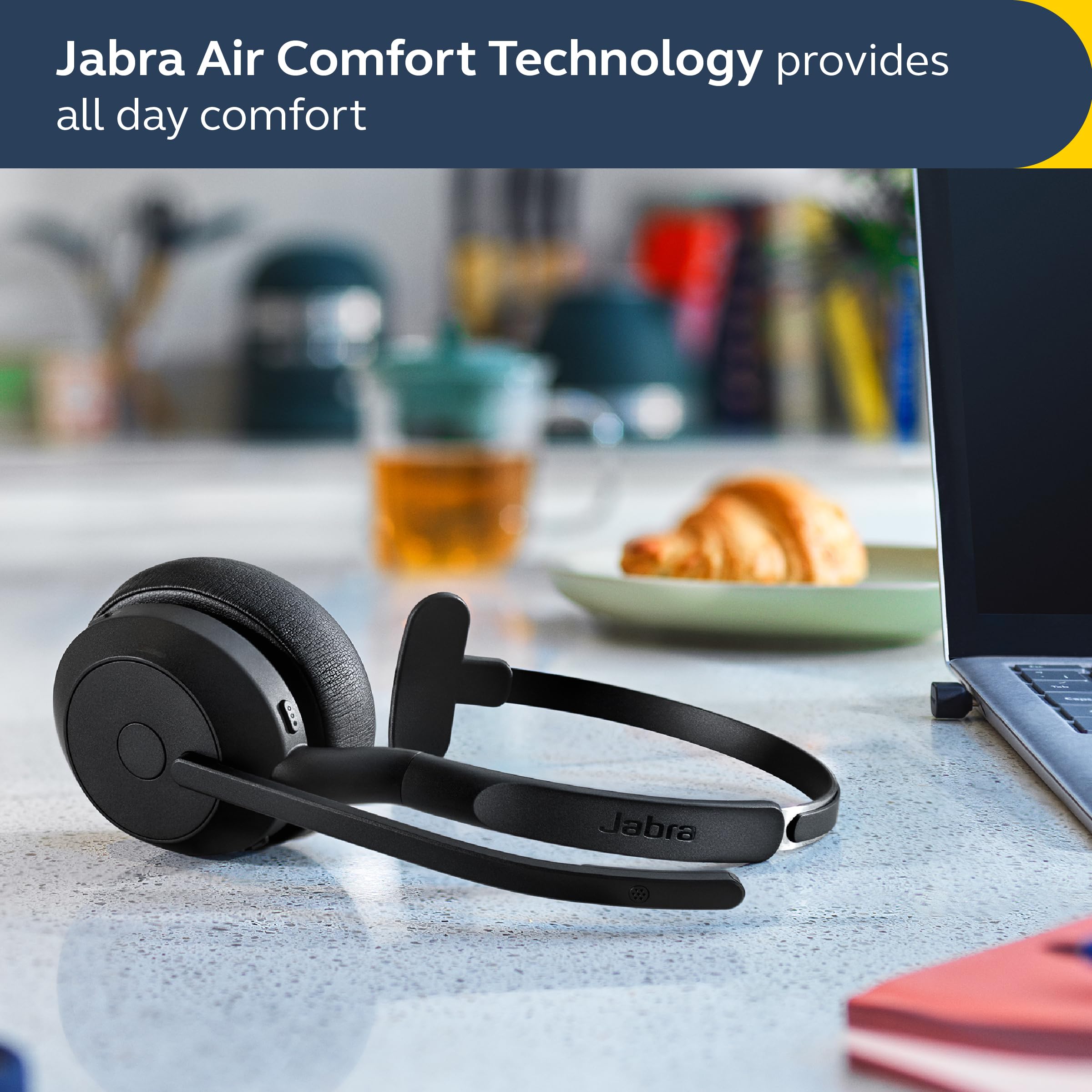 Jabra Evolve2 55 Mono Wireless Headset with Jabra AirComfort Technology - Noise Cancelling Microphone & Active Noise Cancellation - UC Compatible for Zoom, Google Meet, Microsoft Teams - Perfect for Home Office, Remote Work & Business Calls - Black