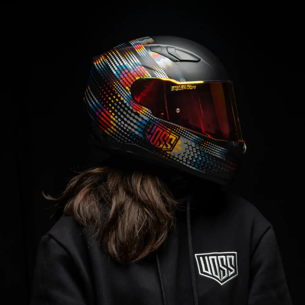 Voss 988 Moto 1 Full Face Metal Fractal Motorcycle Helmet - DOT Approved for Street & Off-Road Riding, Cruiser & Sport Bike Use