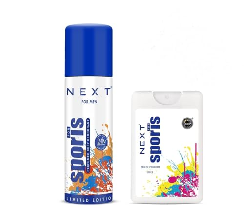 Next Care Sports Deodorant & Pocket Perfume Combo for Men (2-Pack) | Long-Lasting Mini Body Spray & Travel Size Deodorant (50ml + 20ml) | Gym, Office & Outdoor Freshness