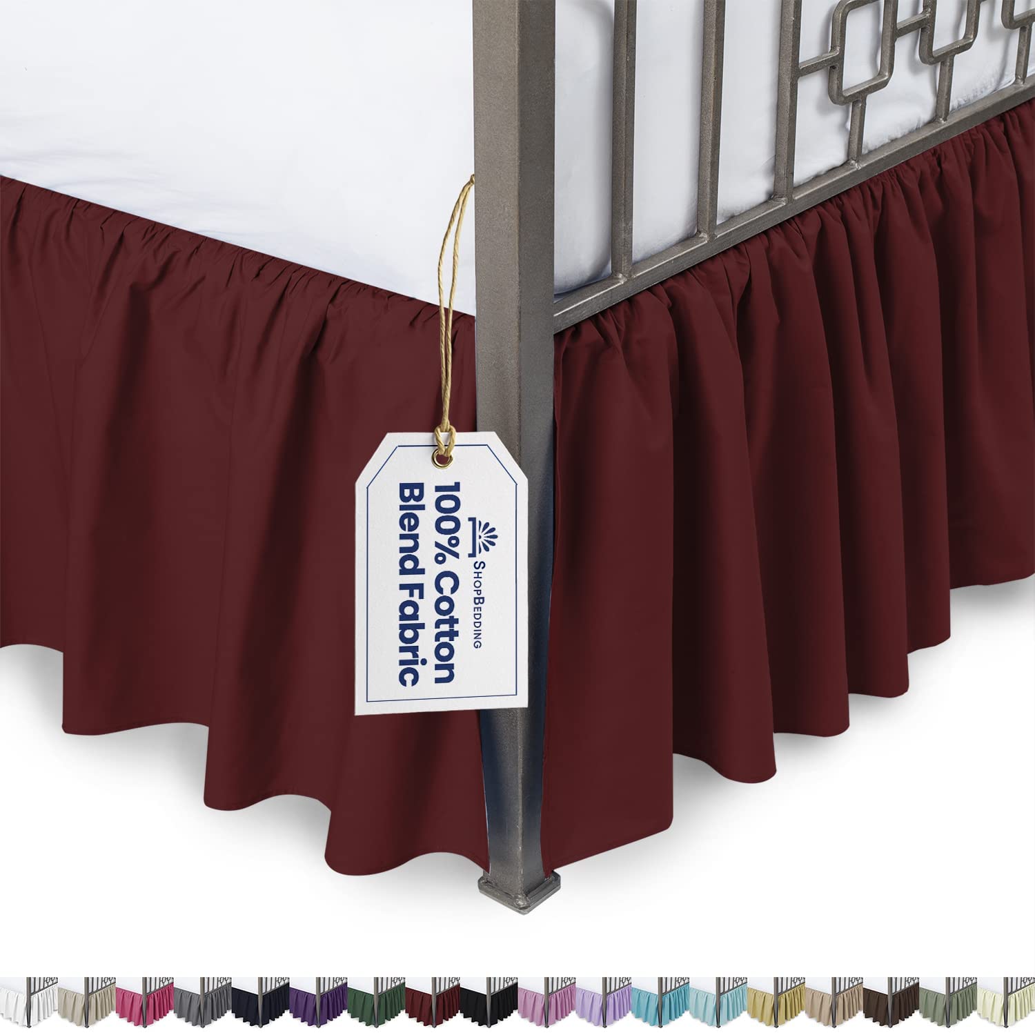 Elegant Ruffled Bed Skirt with Split Corners - 18