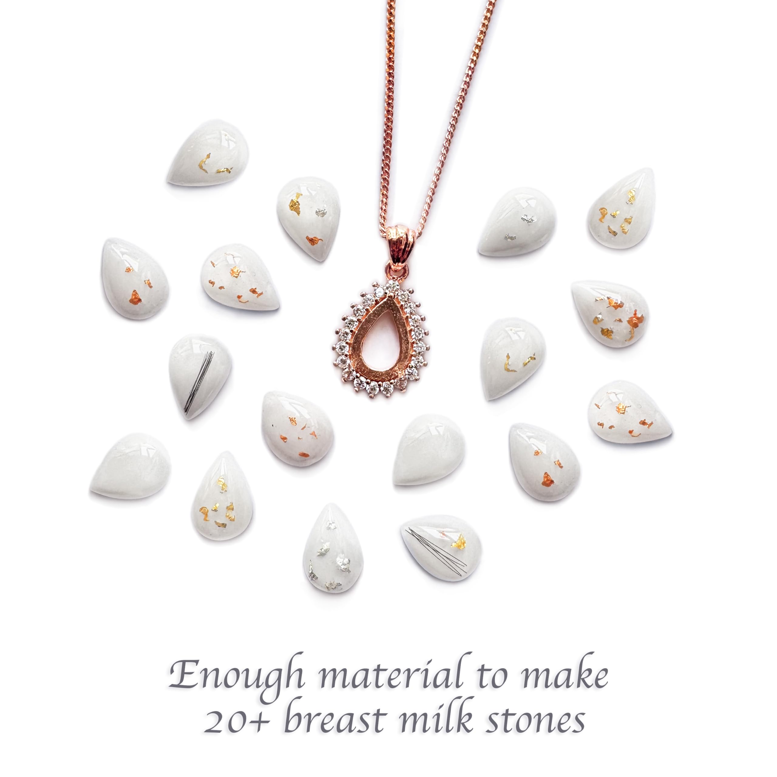 Milky Treasures Teardrop Necklace DIY Breastmilk Jewelry Making Kit - Rose Gold Plated 925 Sterling Silver Pendant | Perfect Breastfeeding Keepsake, New Mom Gift for Baby Shower & Mother's Day | Complete Kit for Creating Cherished Memories