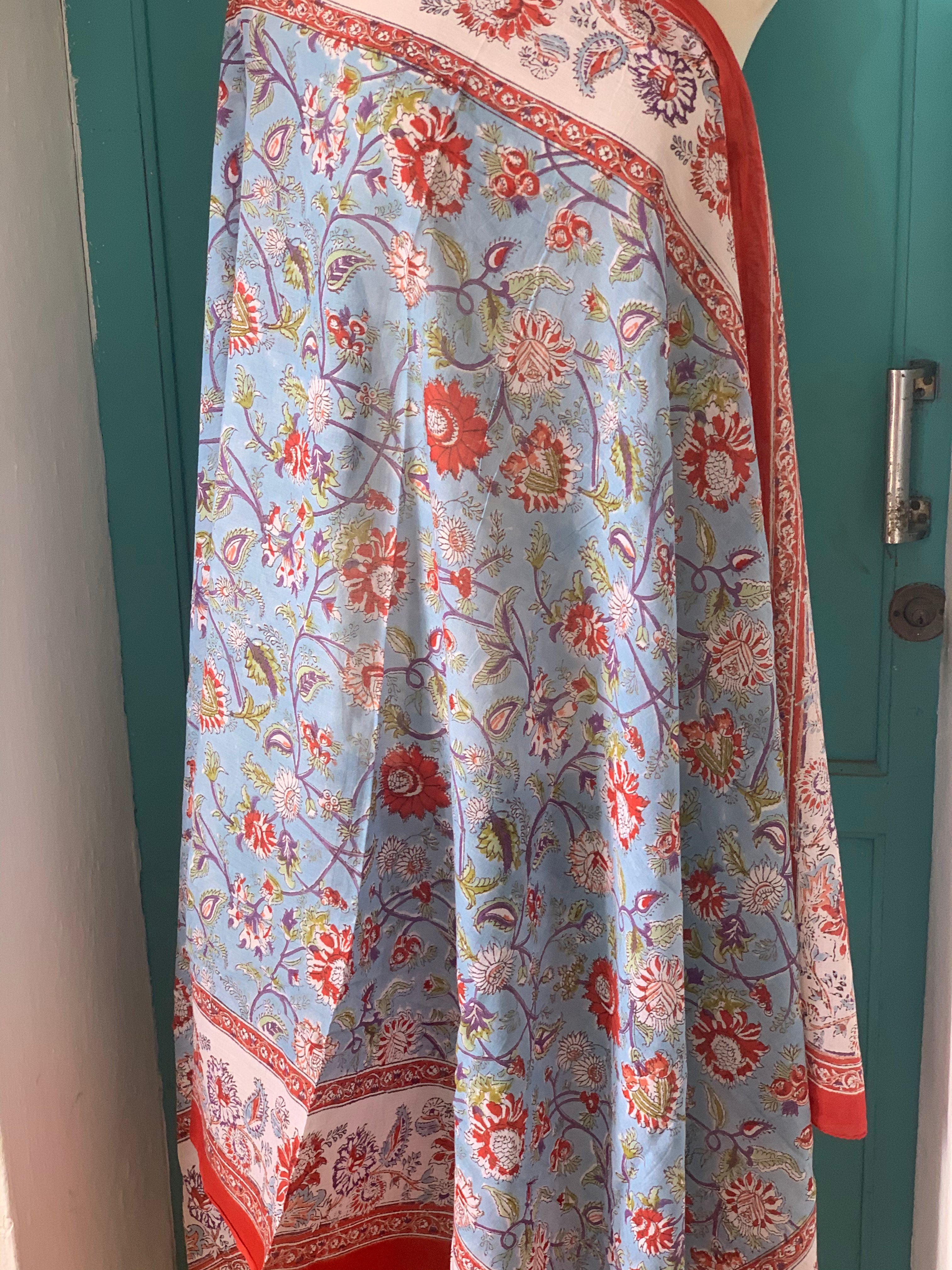 Hand Block Printed Cotton Sarong Pareo - New Collection for Beach, Pool & Summer Fashion | Lightweight & Stylish Cover-Up