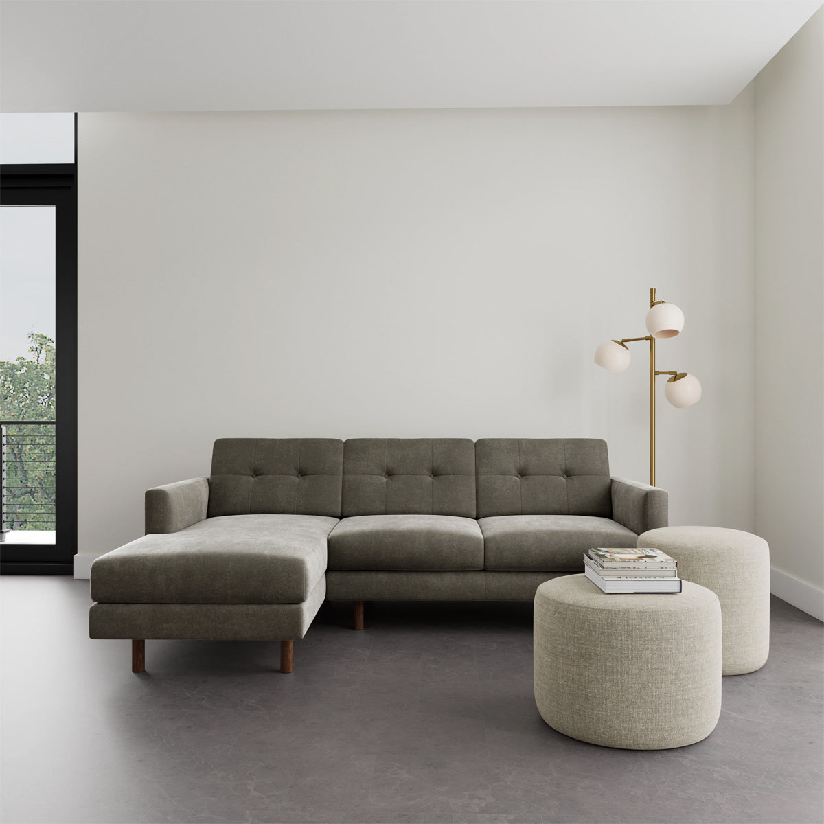 Conrad Fabric Left Chaise Sofa - Modern L-Shaped Sectional Couch with Reversible Chaise Lounge for Living Room, Apartment & Home Theater Comfortable Seating