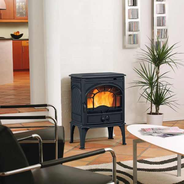 Dovre 425 CB Cast Iron Stove - High Efficiency Wood Burning Fireplace for Cozy Home Heating & Cabin Decor