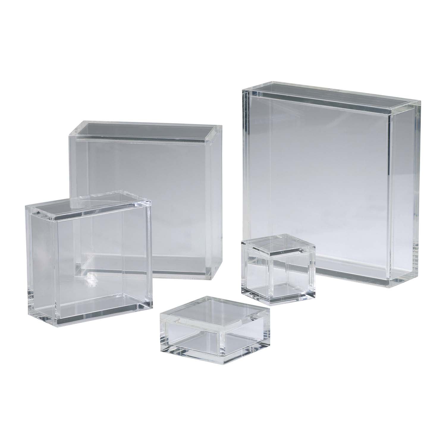 Cyan Design 01834 Clear Acrylic Pedestal Stand - 8x8 Square Display Base for Home Decor, Retail Merchandising & Event Showcases