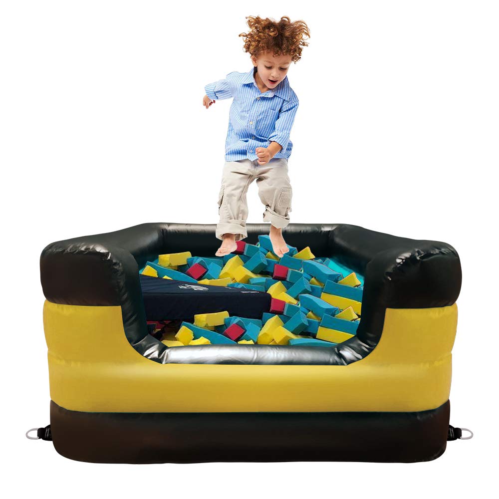 Air Foam Pit Square Pools & Bouncy Mats - Foam Pit Accessories for Air Tumbling Fun | Indoor & Outdoor Playpen for Kids' Playground, Gymnastics Training & Backyard Activities