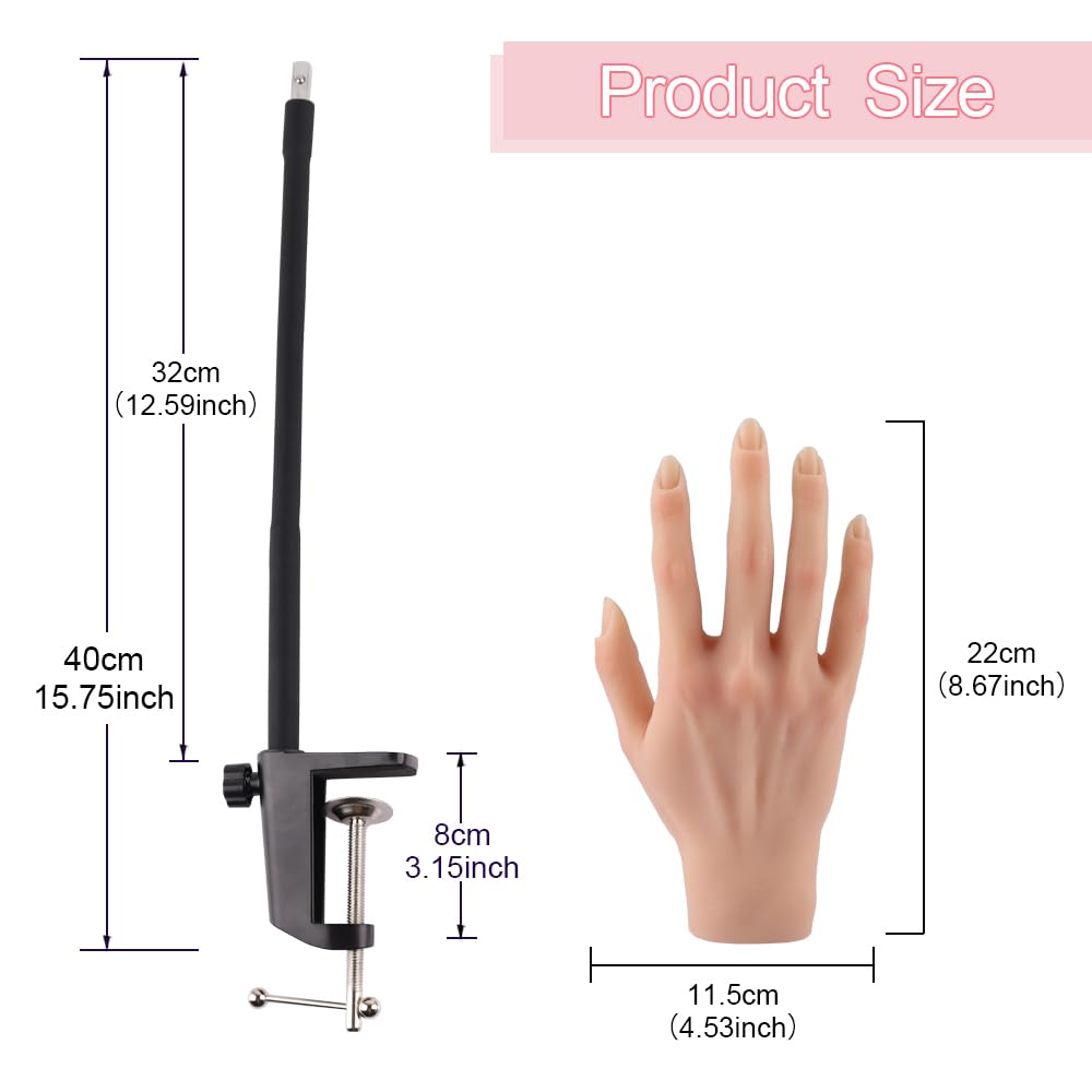 Professional Silicone Practice Hand for Acrylic Nails - Adjustable Mannequin Hand for Nail Art Training, Perfect for DIY Nail Beginners & Salon Artists | Ideal for Home Practice, Nail School & Professional Development
