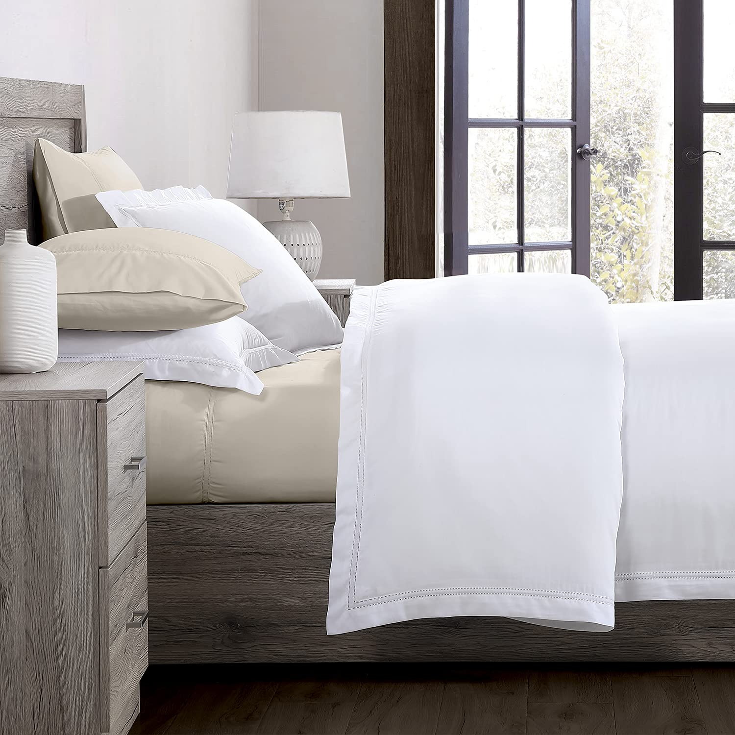 Pure Parima Luxury 100% CEA Certified Egyptian Cotton Sheet Set - Extra-Long Staple, Breathable & Cooling - King Size Bed Sheets with Flat Sheet, Fitted Sheet & 2 Pillowcases - Ultra Soft & Durable for Year-Round Comfort - Perfect for Hot Sleepers & Luxury Bedding