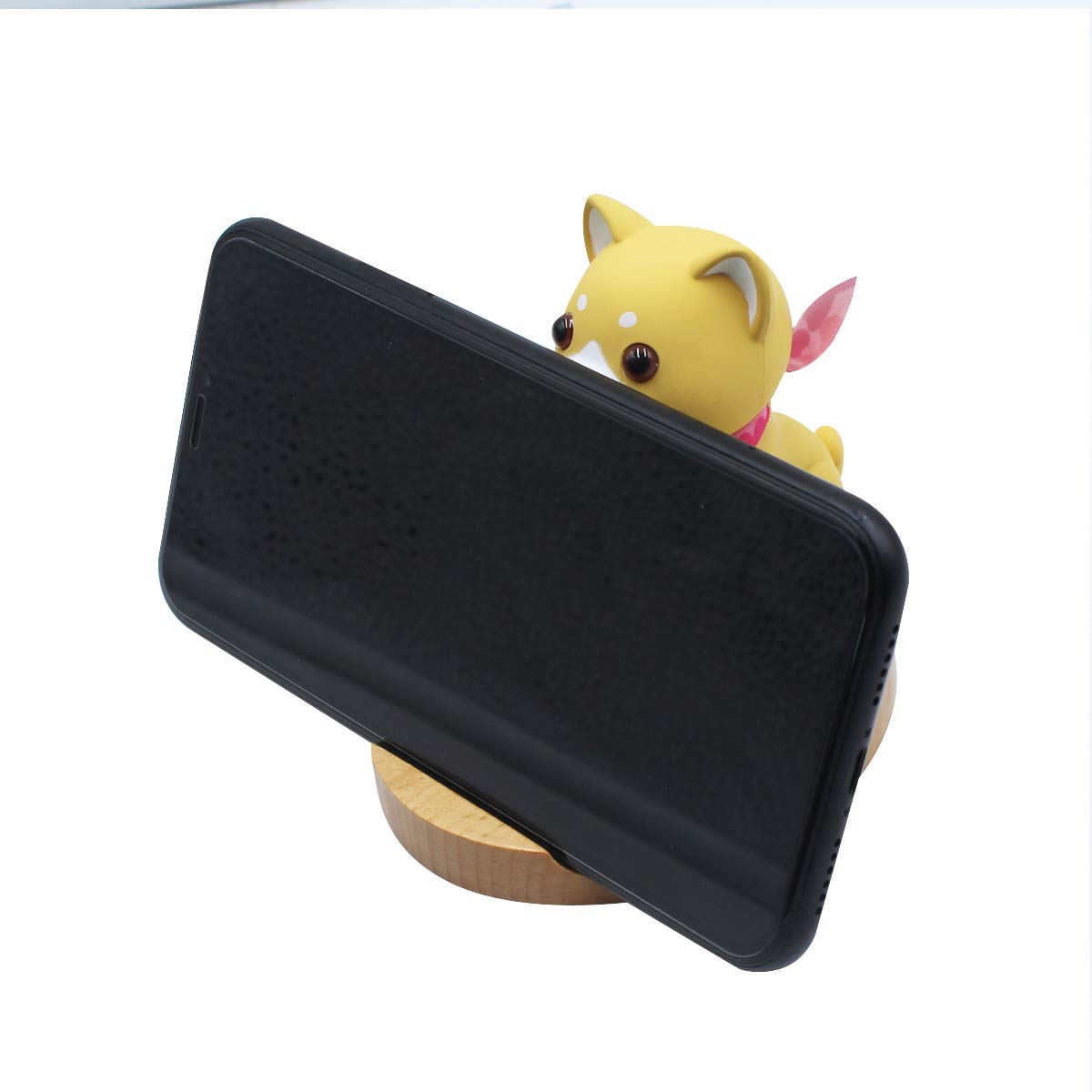 Wooden Dog Phone Stand - Cute Animal Cell Phone Holder for Desk, Smartphone & Mobile Phone Stand - Perfect for Home, Office, or Gift