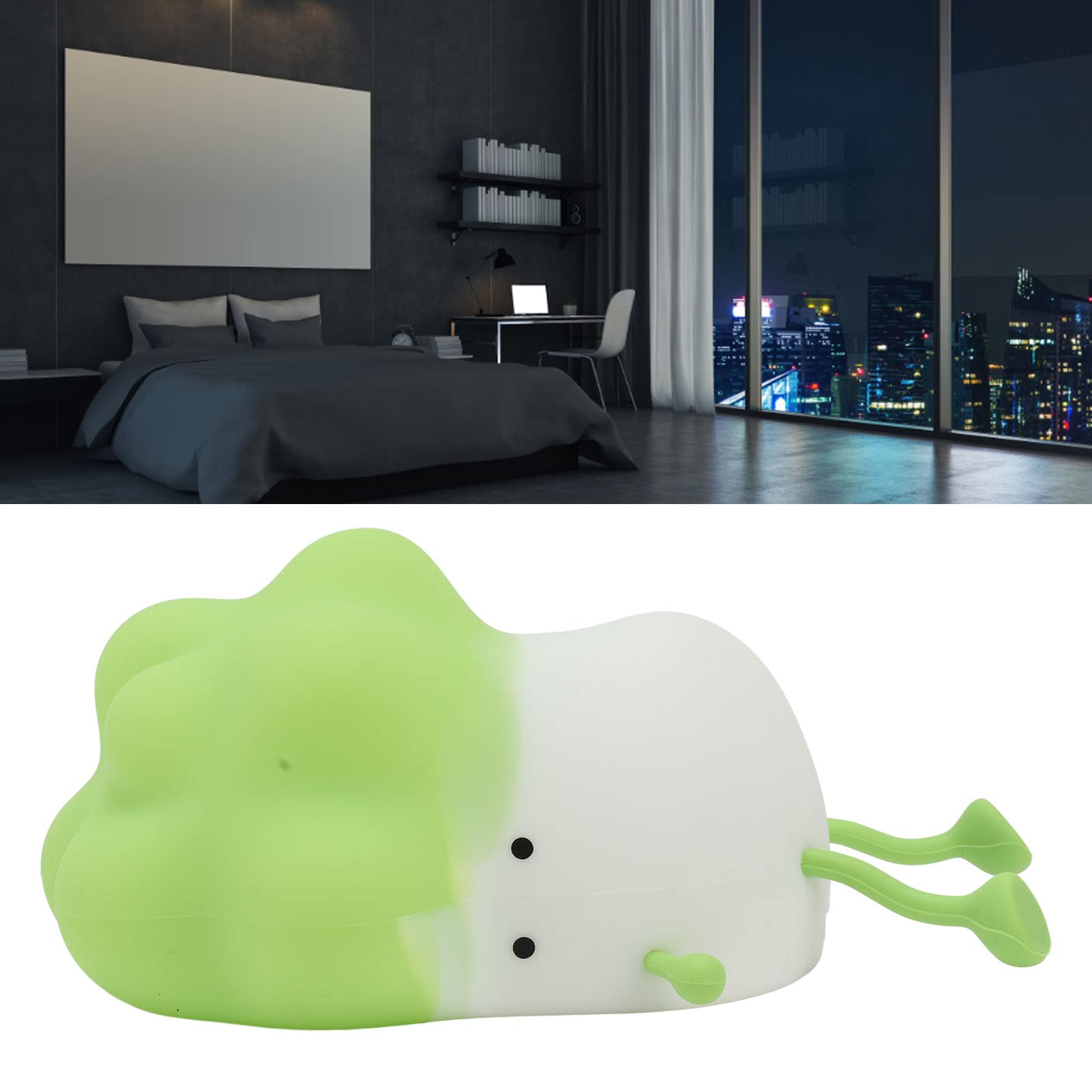 Rechargeable Cabbage-Shaped Silicone Night Light - Cartoon Vegetable Phone Holder & Stress Relief Lamp for Bedroom Decor (Green) | Perfect for Kids' Rooms, Nursery Nightlight & Bedside Table Decor