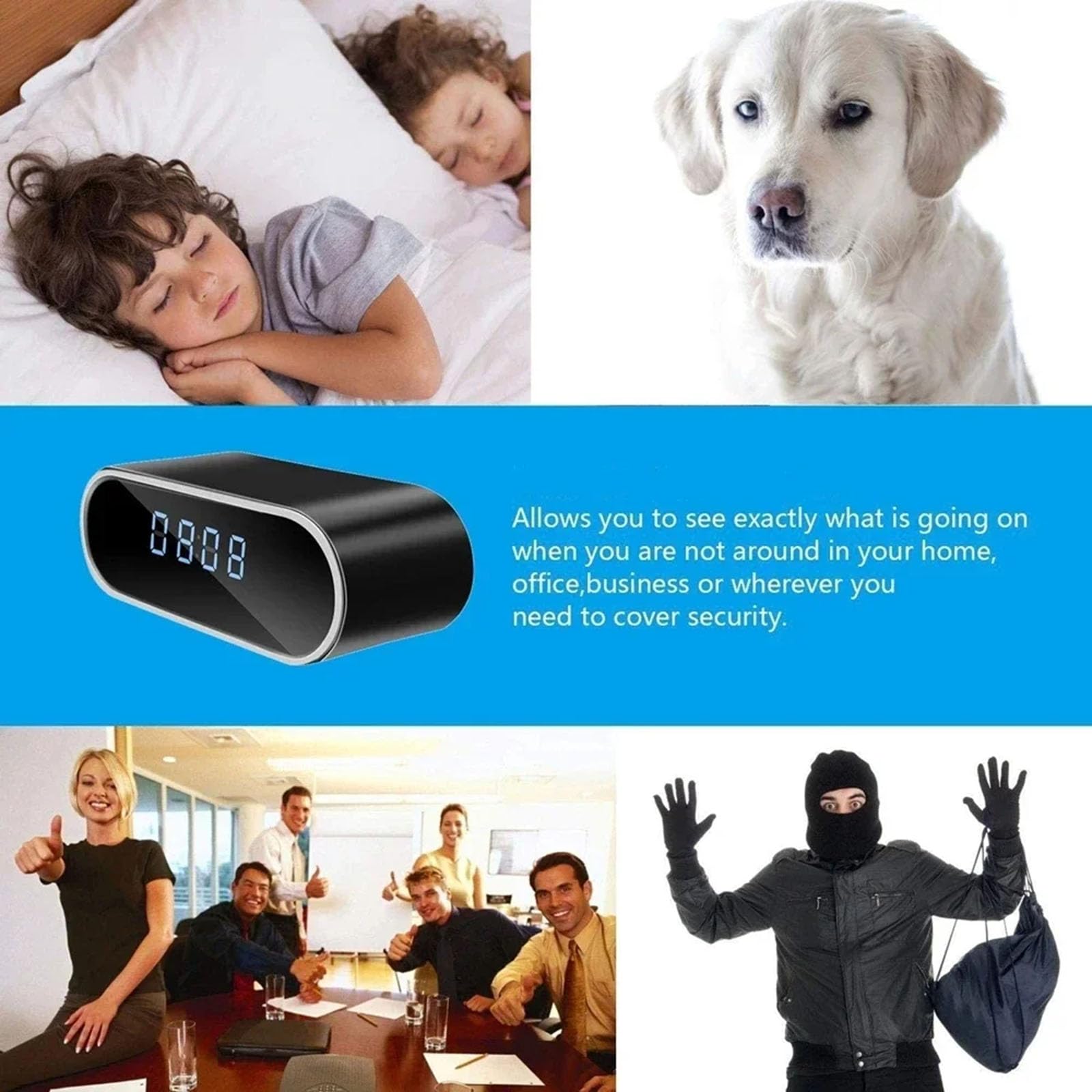 FKINGLRK WiFi Hidden Camera - 1080P Full HD Spy Clock Camera with Motion Detection & Night Vision - Wireless Nanny Cam for Home Security, Office Monitoring, and Indoor Surveillance
