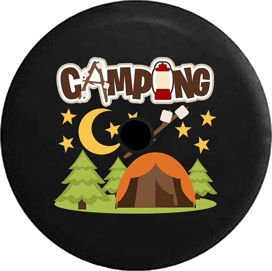32 Inch Black Spare Tire Cover with Backup Camera Hole - Waterproof Durable Camping Accessory for RVs, Trucks & SUVs - Perfect for Outdoor Adventures & Road Trips