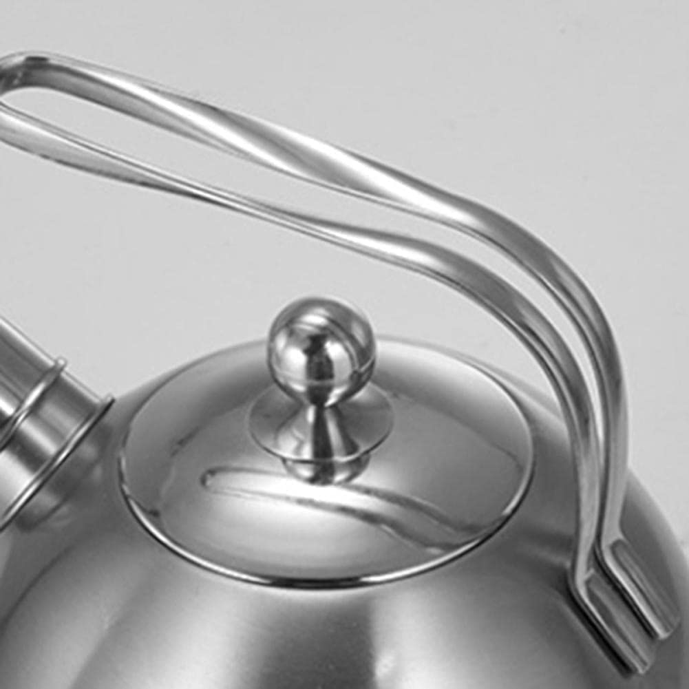 Premium Stainless Steel Whistling Tea Kettle - 2.3L Heavy Duty Stovetop Kettle for Gas & Induction Cooktops - Silver Whistle Teapot for Perfect Tea Brewing | Ideal for Home Kitchen, Camping & Office Use