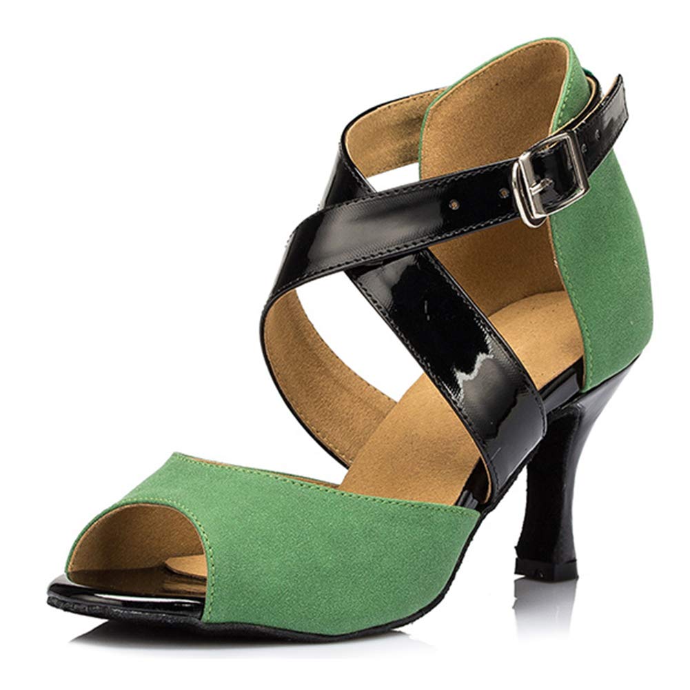 DKZSYIM Women's Suede Latin Dance Shoes - Professional Ballroom Performance Shoes for Salsa, Tango & Cha Cha - Model YCL095 - Perfect for Dance Competitions & Social Dancing Events