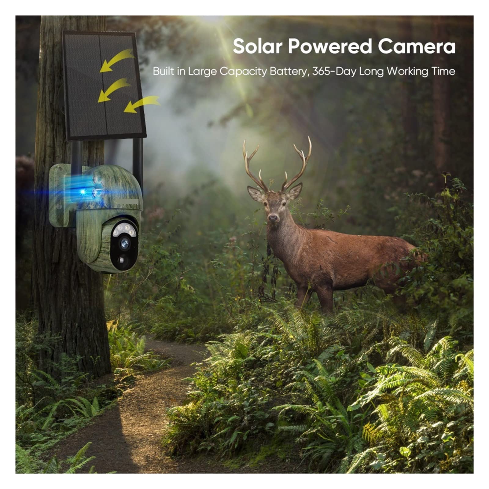 MZZYG 4G Solar Security Camera Outdoor - 2K 4MP Wireless WiFi Camera with Human/Animal Detection, IP66 Waterproof, Battery Powered (Includes 32GB Storage) - Ideal for Home Security, Farm Monitoring, and Outdoor Surveillance
