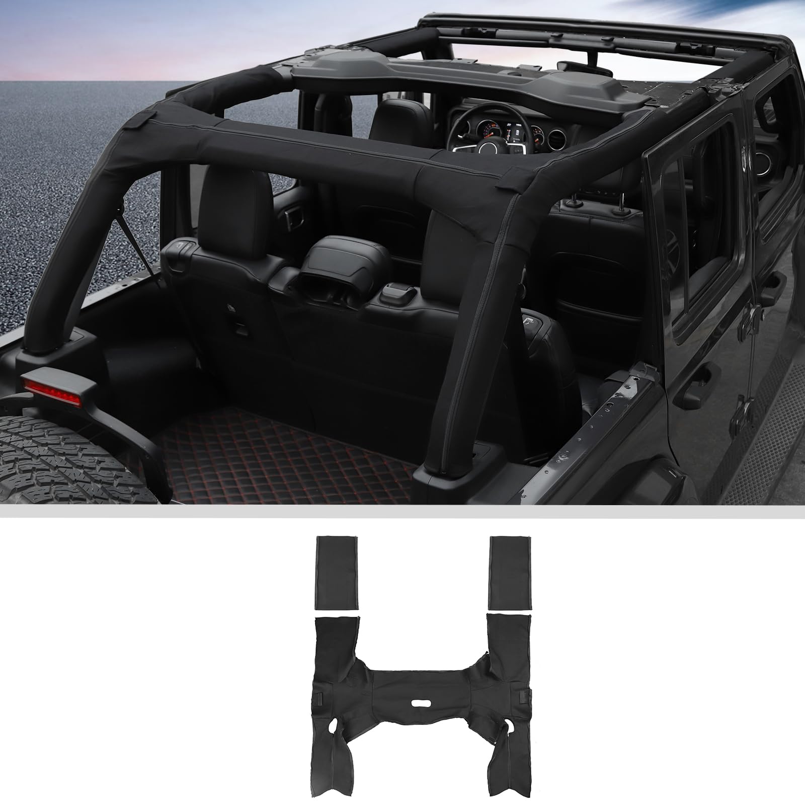 JWWY Roll Bar Padding Protection Cover Cushion for 2018-2023 Jeep Wrangler JL 4-Door Accessories - Soft & Durable Interior Upgrade for Off-Road Safety & Comfort
