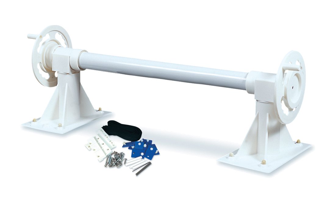 21-Inch White In-Ground Swimming Pool Solar Blanket Reel System - Durable Pool Cover Roller for Easy Storage | Perfect for Backyard, Residential & Commercial Pools