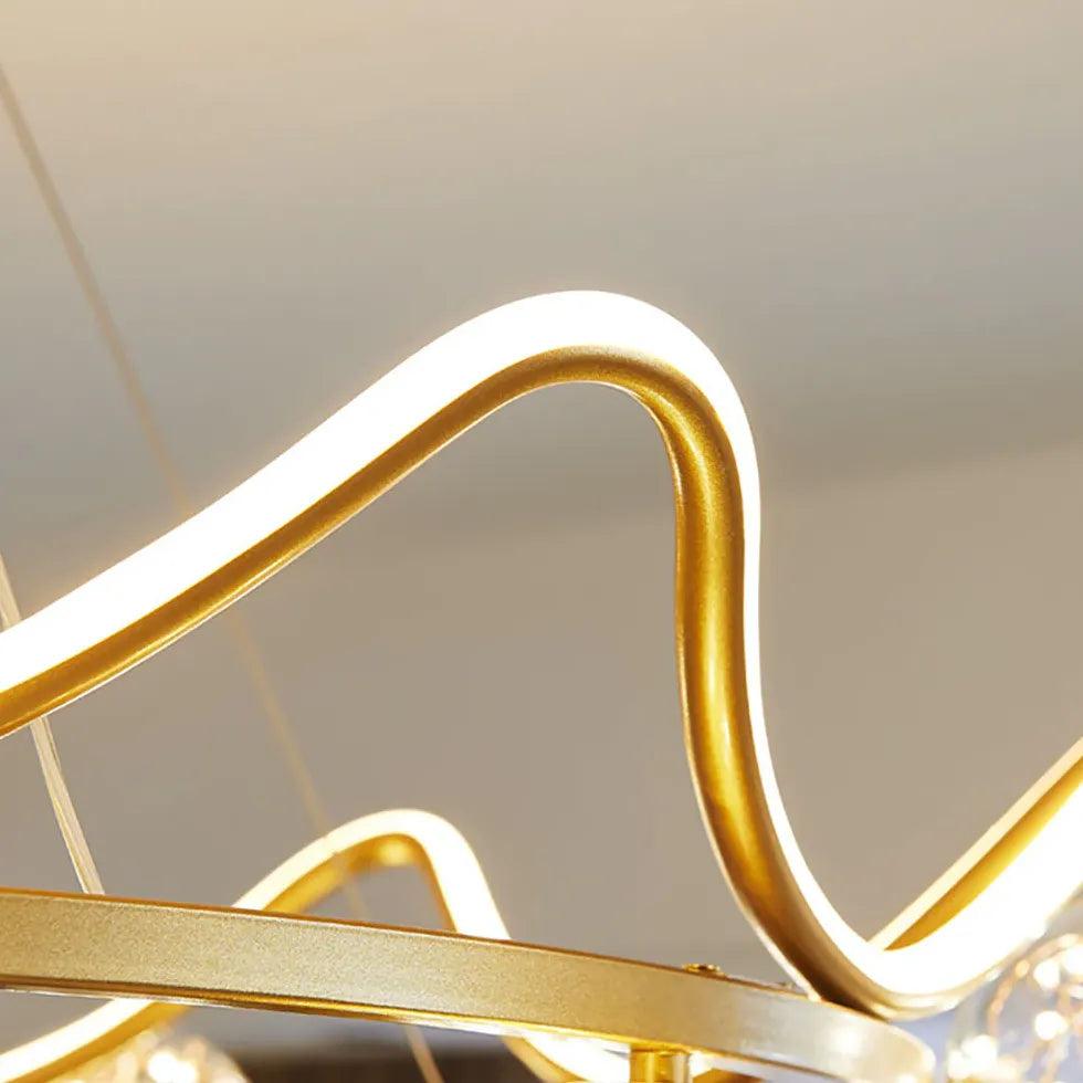 Modern Gold Wavy Multi Glass Ball Pendant Light - Elegant Dining Room & Kitchen Island Lighting Fixture