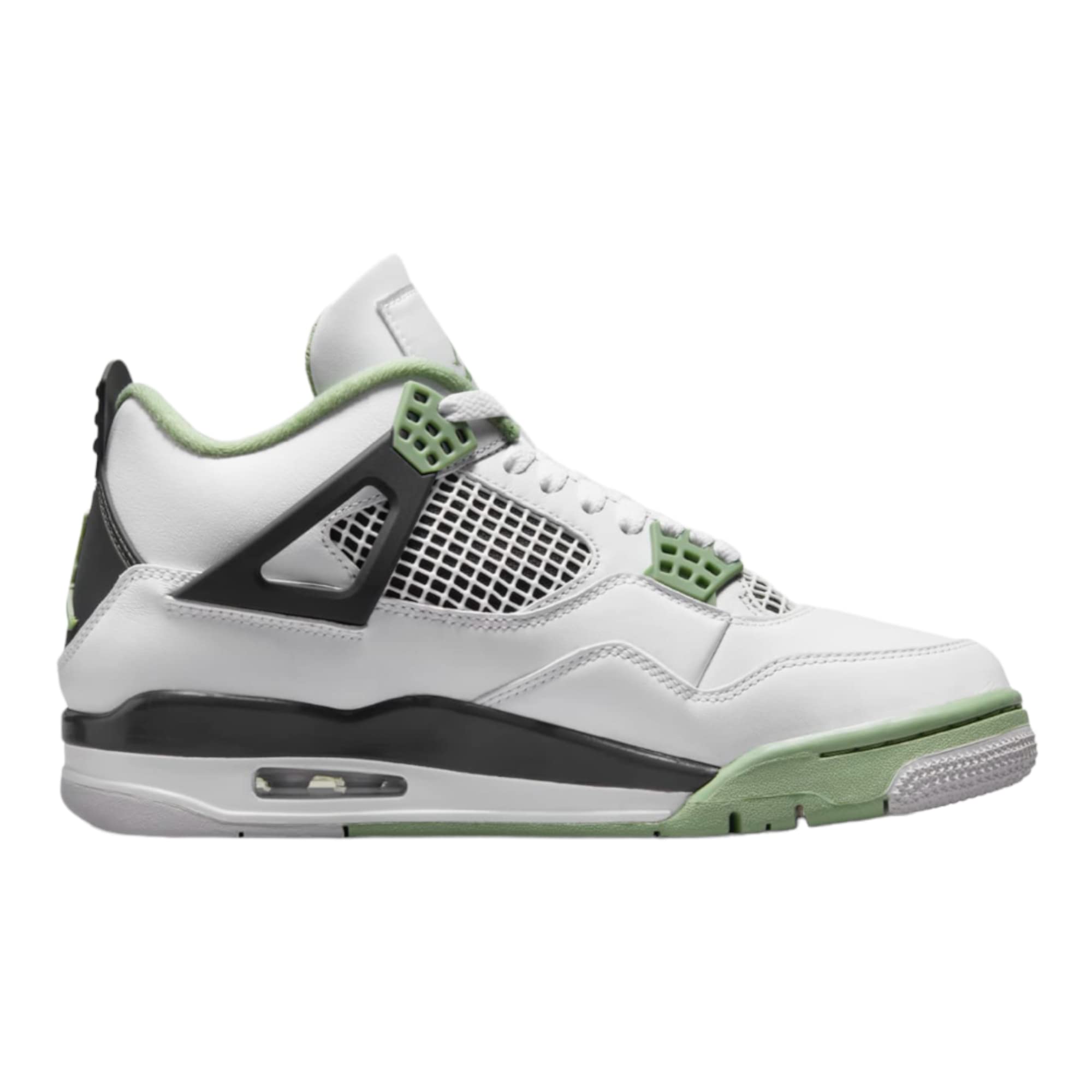 Jordan Air 4 Retro Women's Sneakers - White/Oil Green-Dark Ash (AQ9129-103) Size 10 | Basketball Shoes for Women, Casual Streetwear & Gym Workout Fashion
