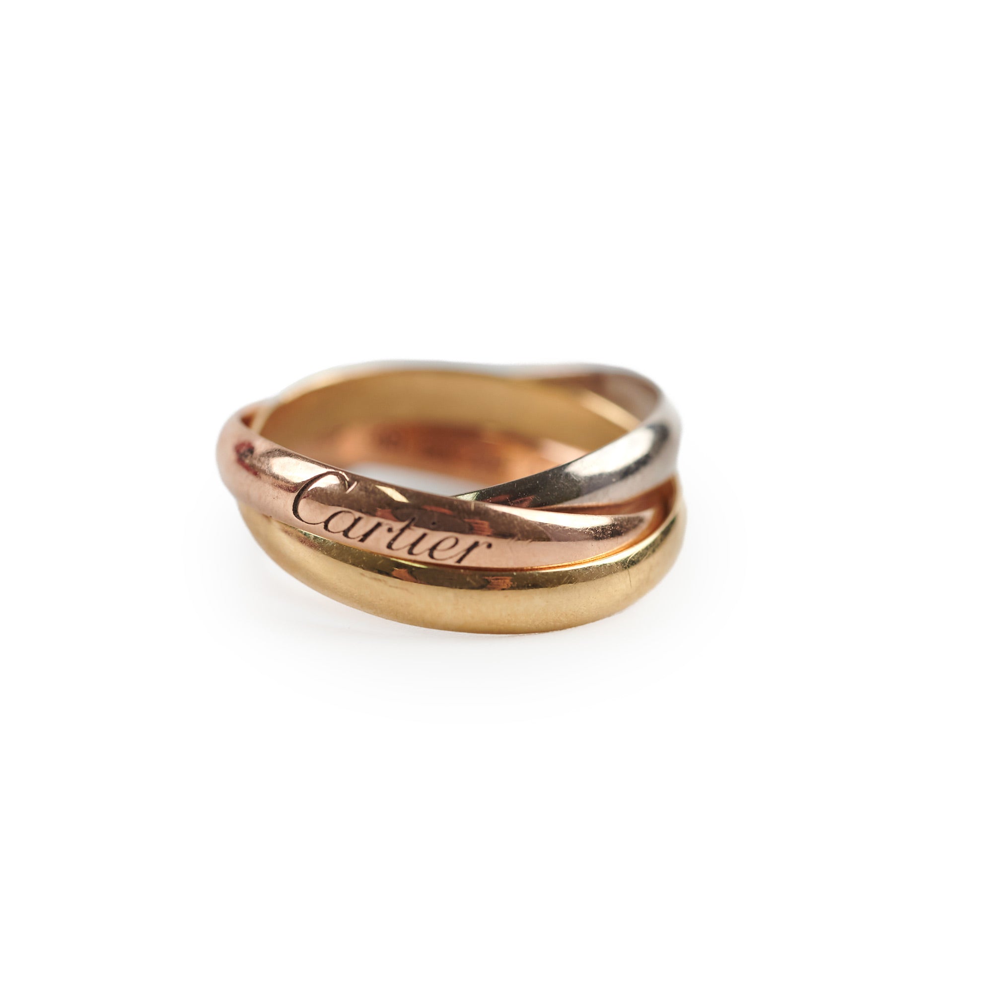 Cartier Trinity Tricolor Gold Ring - 18K White, Yellow & Rose Gold Stackable Band - Size 48 (US 4.75) - Luxury Jewelry for Women, Anniversary Gift & Special Occasions