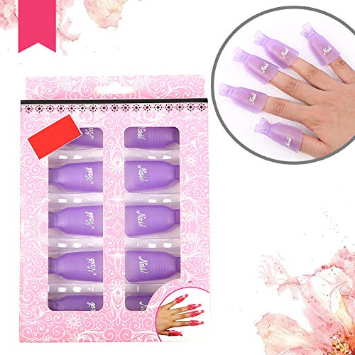 10 Pcs Purple Plastic Nail Clip UV Gel Polish Remover Wraps - Soak Off Nail Art Caps for Professional & Home Manicure - Perfect for Salon, DIY Nail Care & Gel Removal