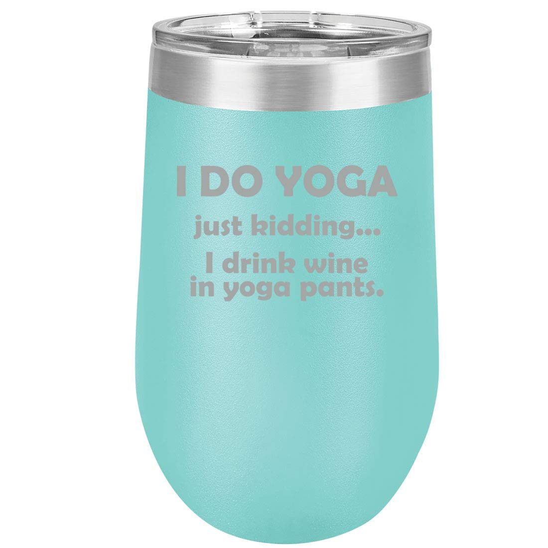 16 oz Double Wall Vacuum Insulated Stainless Steel Wine Tumbler - Stemless Coffee Travel Mug with Lid & Leakproof Design - Perfect for Yoga, Gym, Hiking & Outdoor Activities (Teal)