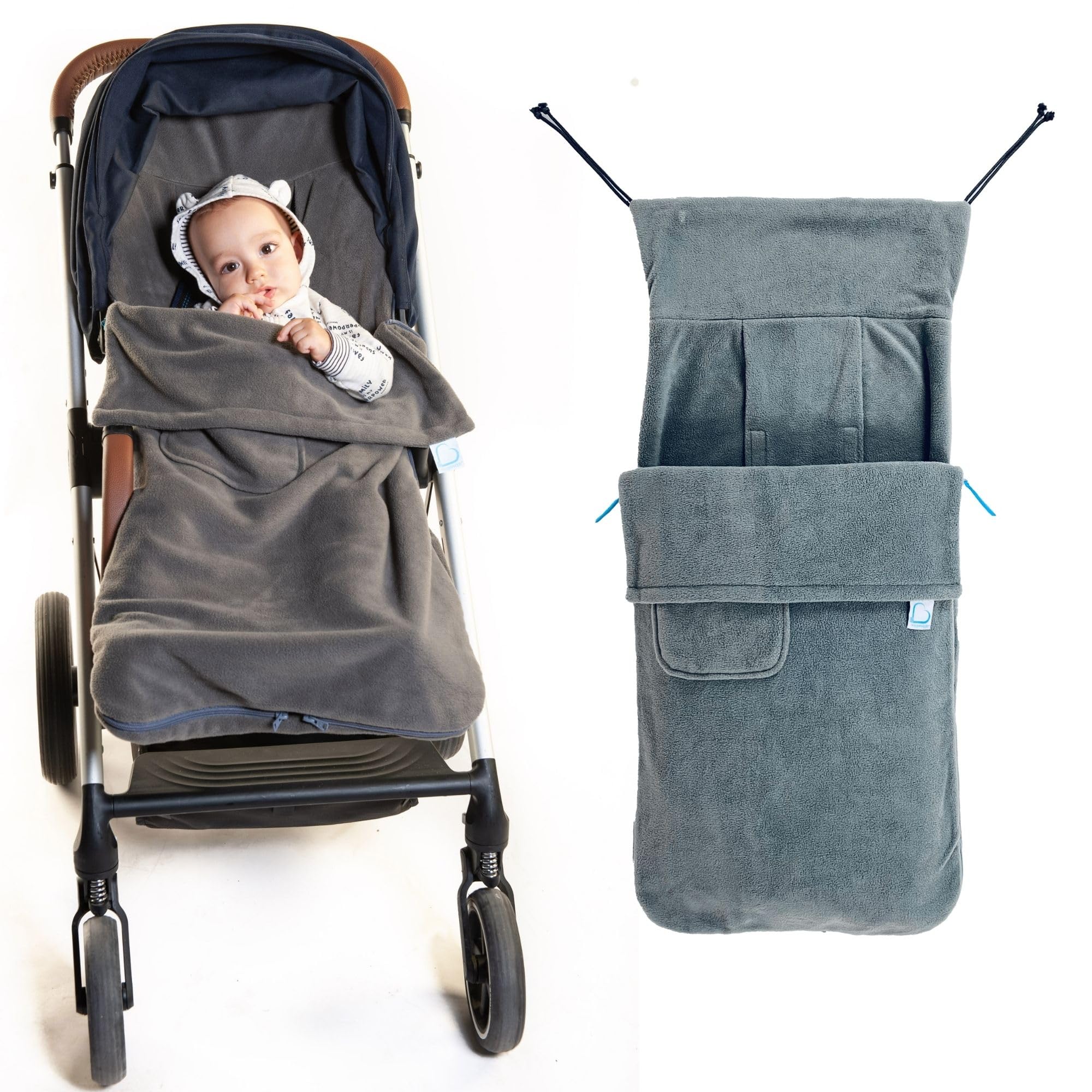 Buggysnuggle Universal Baby Stroller Footmuff - 2-in-1 Fleece Bunting Bag & Seat Liner for Infant Car Seat & Pushchair - Keep Baby Warm & Dry in Winter - Perfect for Strolls, Shopping & Outdoor Adventures