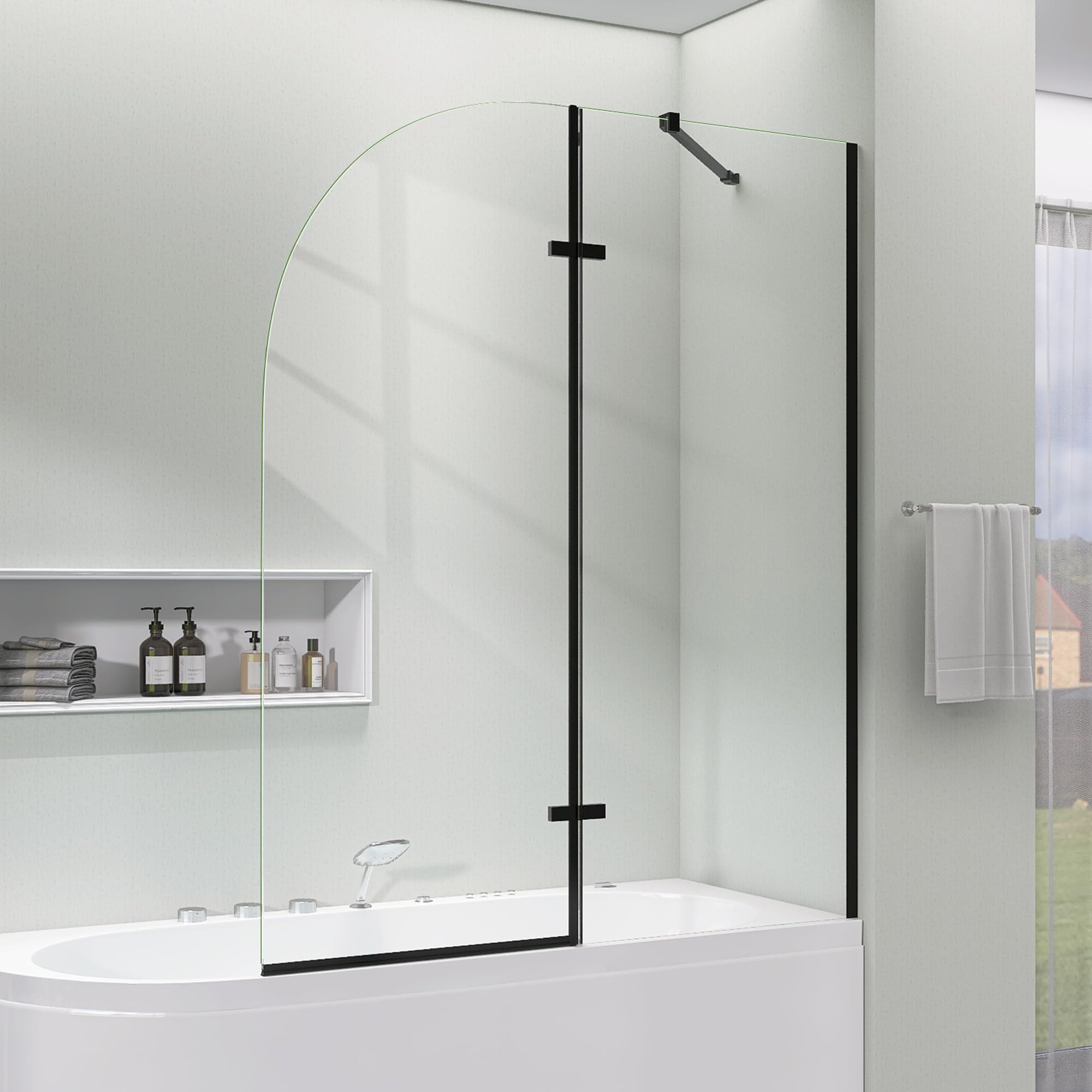 Frameless Folding Swing Shower Door for Bathtub - 48