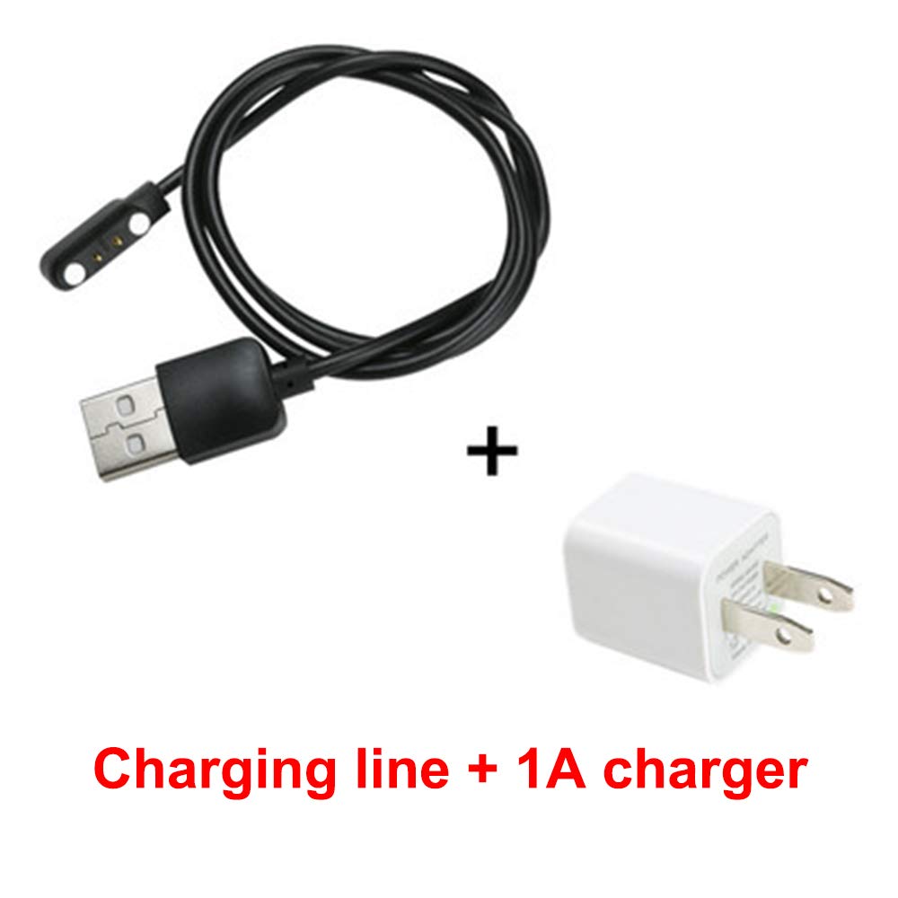 Universal 2-Pin Kids Watch Charger Cable with 1A Power Adapter - Fast Charging for Children's Smart Watches - Perfect for School, Travel & Daily Use (Black)
