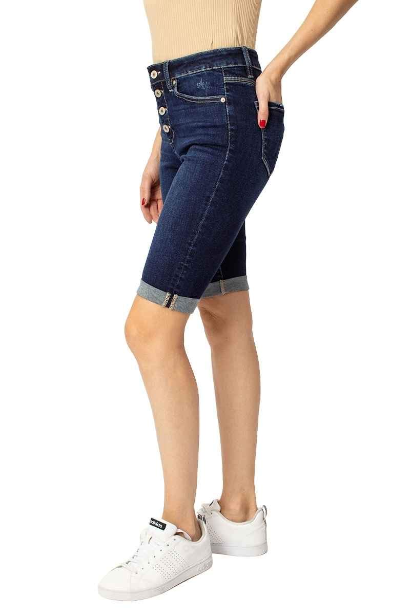 Kan Can Women's High Rise Bermuda Shorts - Comfortable Stretchy Denim Shorts for Summer | Perfect for Casual Wear, Beach Outings & Vacation