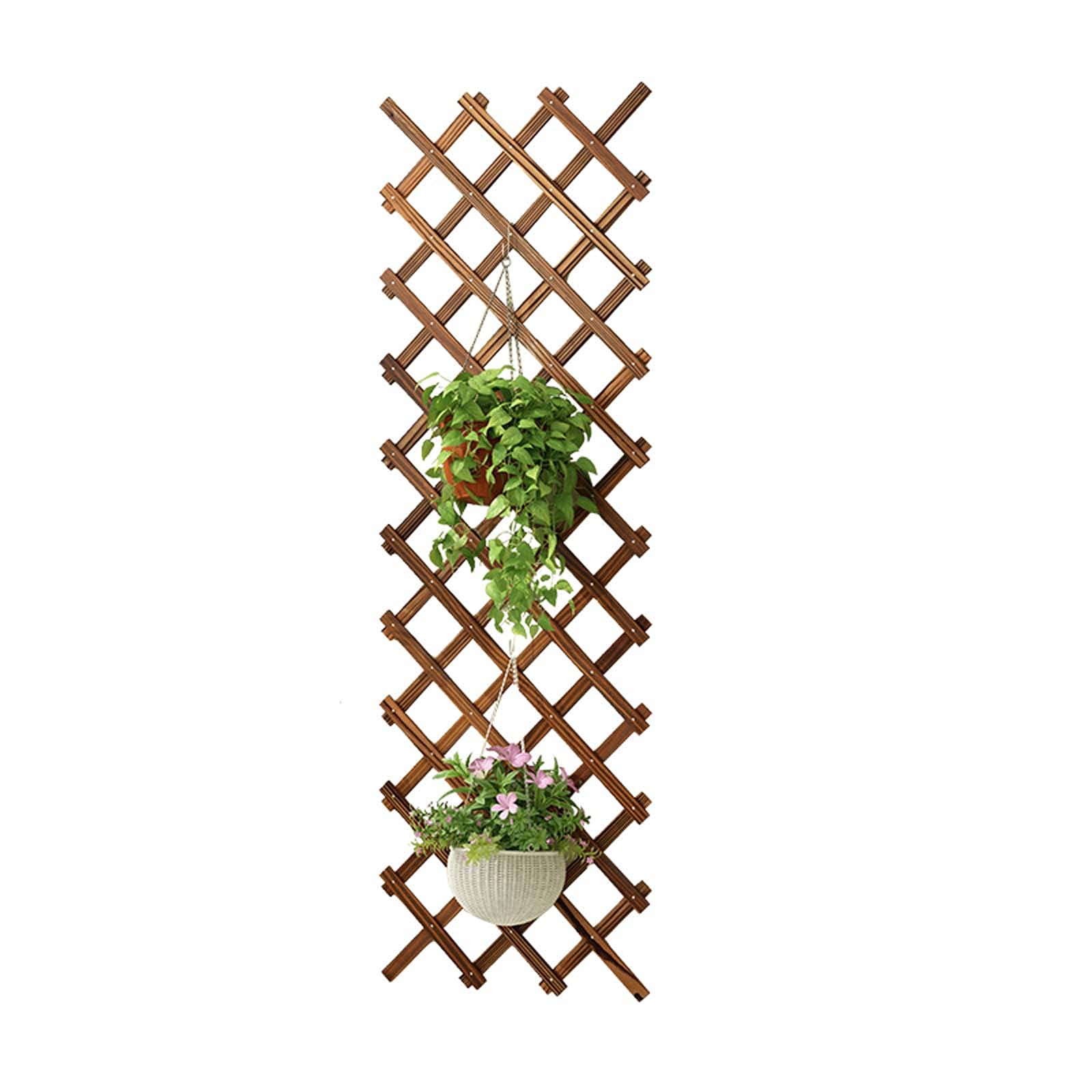 Expandable Wood Lattice Wall Plant Stand - Hanging Trellis Planter Rack for Climbing Plants, Indoor Outdoor Garden Decor (1 Pack) - Perfect for Room, Patio, Balcony & Vertical Gardening